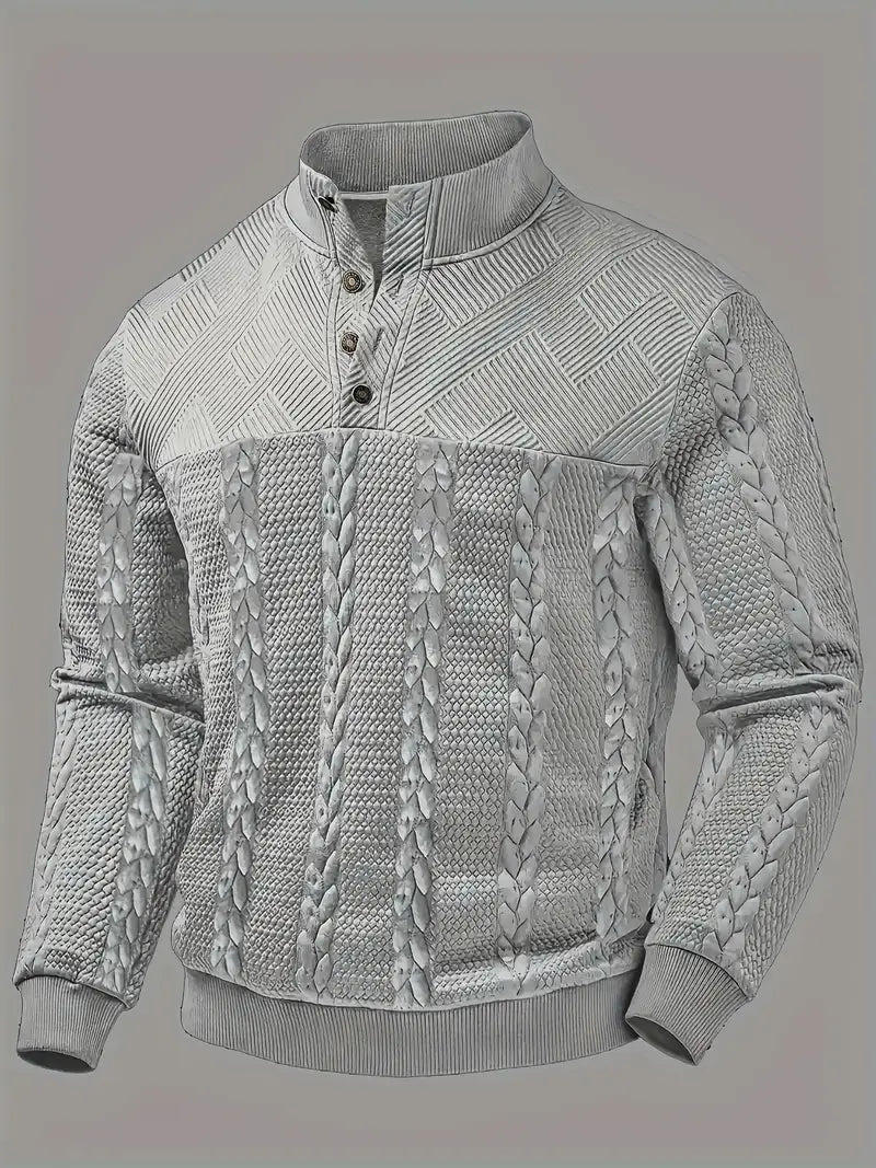 Michael | Long Sleeve Henley Sweater With Striped