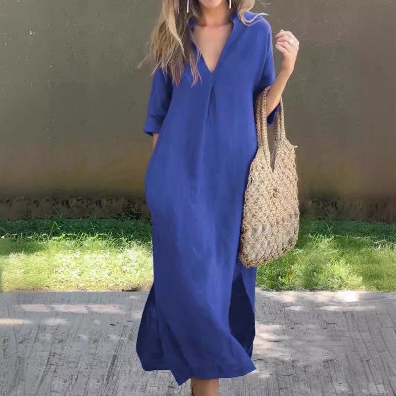 Ruth | Everyday Linen Dress with V-Neck