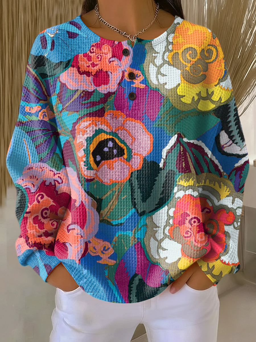 IDA | Sweater with Large Colorful Flowers
