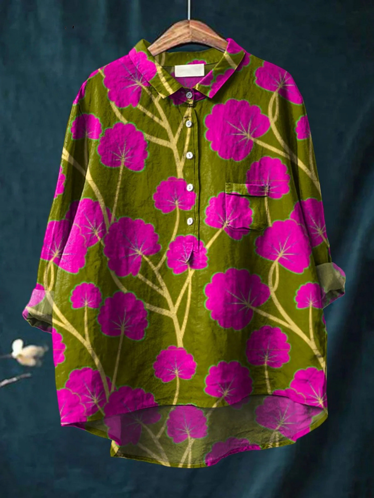 Jessica | Women's Vintage Flower Art Print Casual Shirt