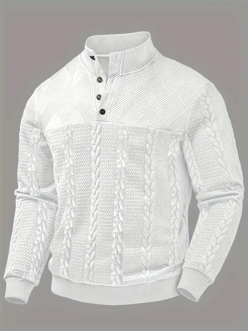 Michael | Long Sleeve Henley Sweater With Striped