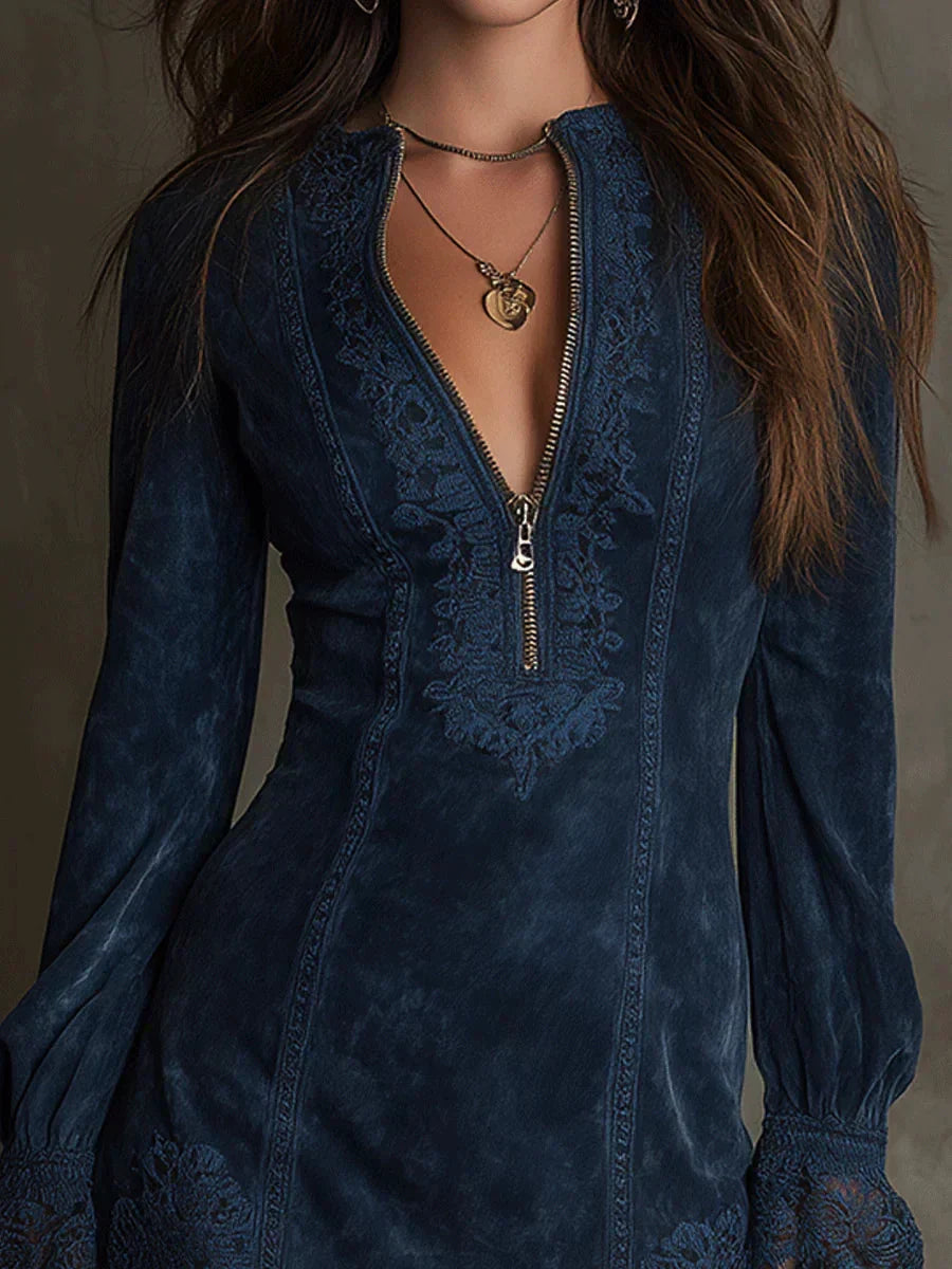 Jasmine | Blue Mini Dress with Lace