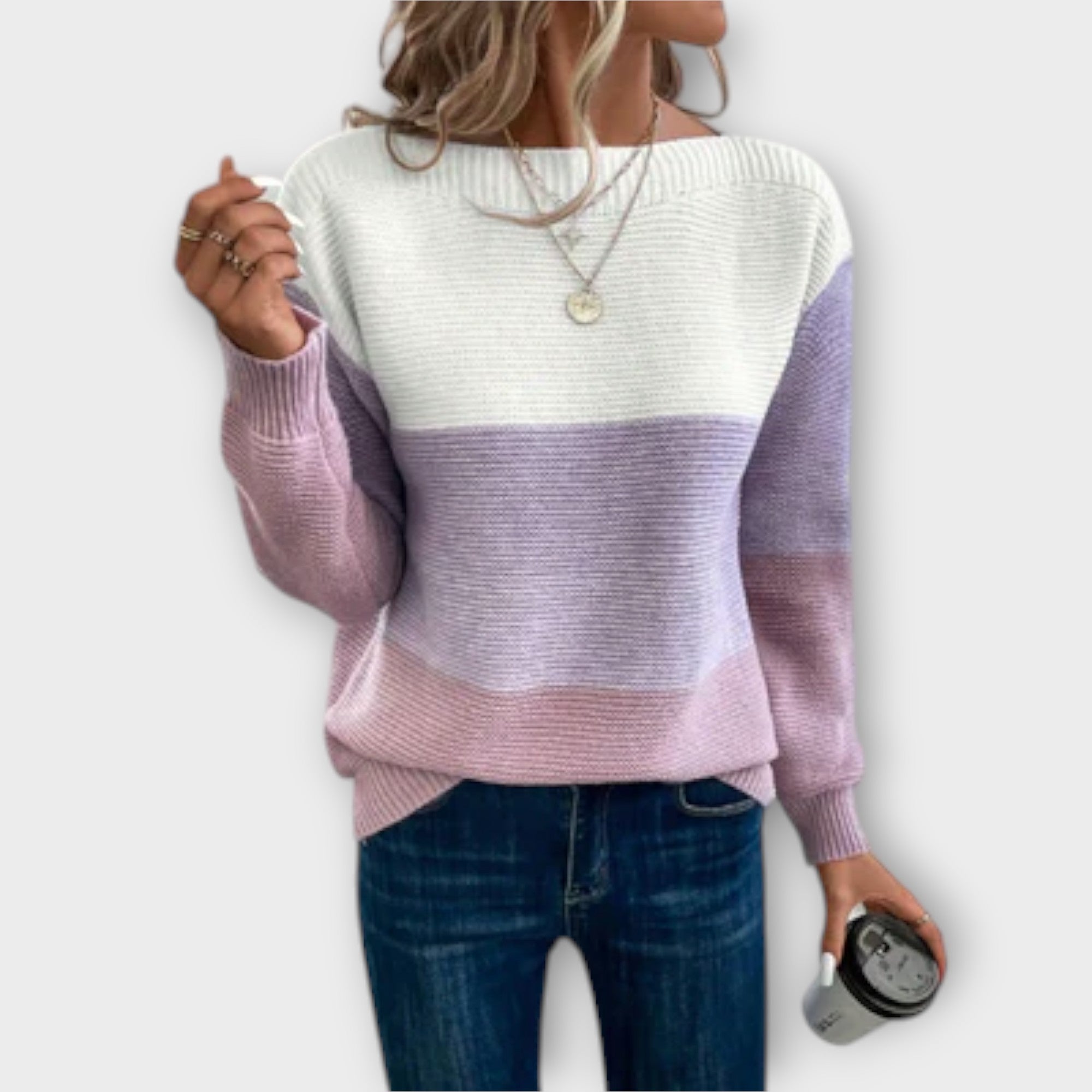 Bonnie | Elegant Three-Color Patchwork Sweater