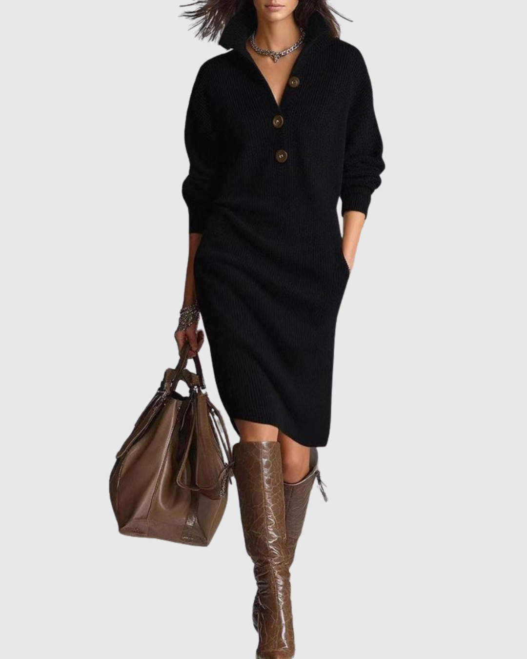 Maribel | Winter Knit Midi Dress