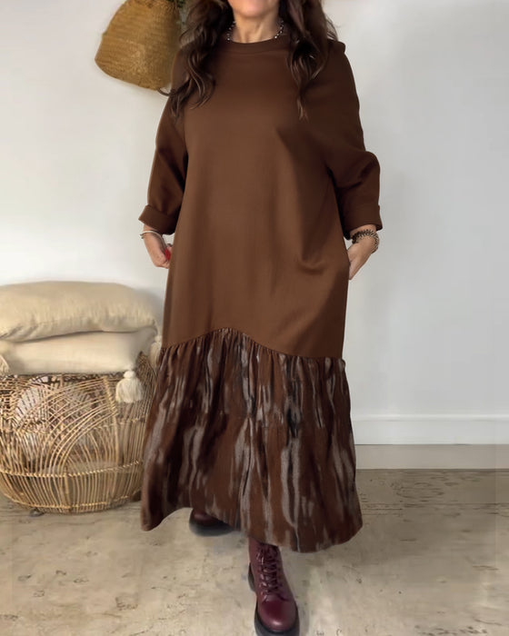 Reese | Round Neck Dress with Irregular Patchwork Pattern