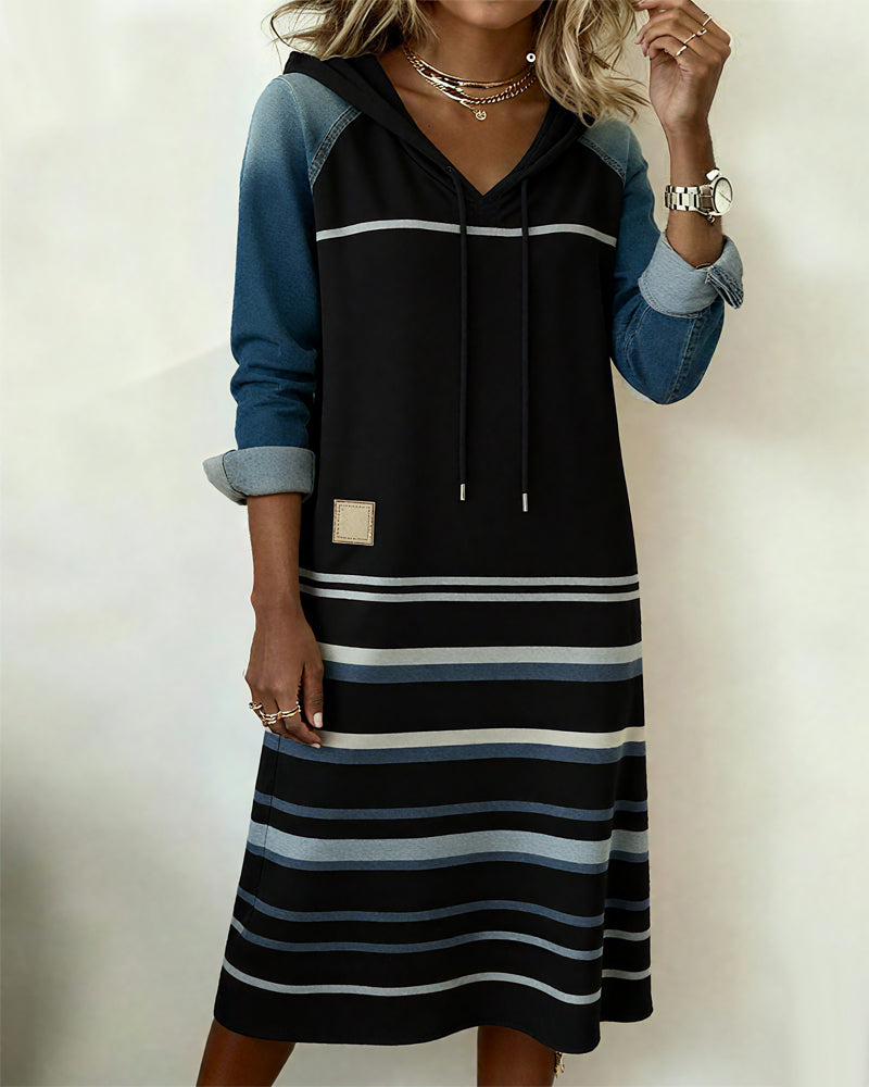 Natalie | Striped Hooded Dress with Color Mixing
