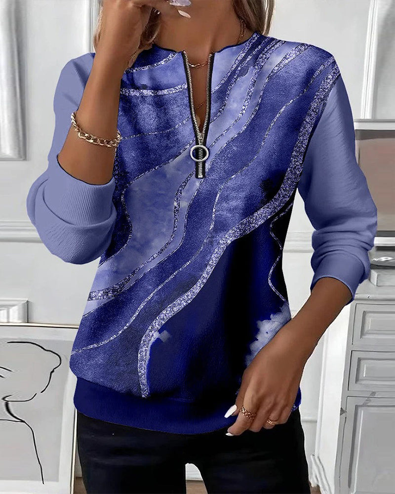 Leah | Half-Zip Sweatshirt with Vintage Print