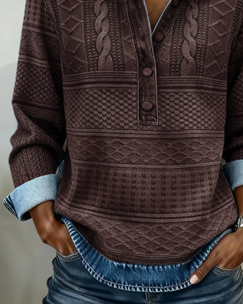 Goldie | Stylish Sweatshirt with Fold and Half Button