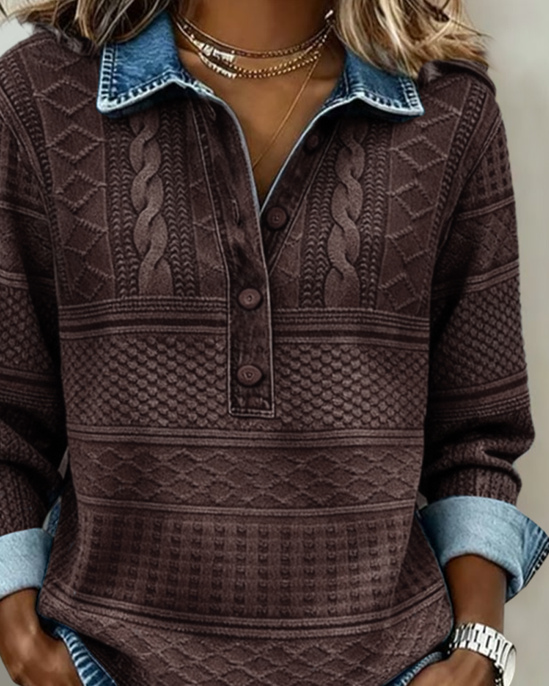 Goldie | Stylish Sweatshirt with Fold and Half Button