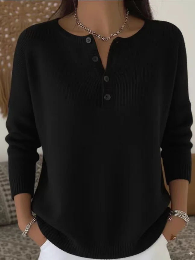 Raegan | Elegant Long Sleeve Sweater with Buttons