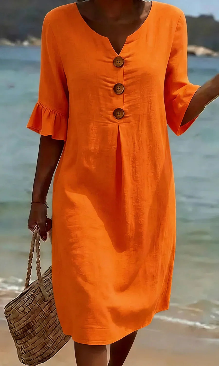Dahlia | Elegant Mid-Length Dress with Buttons