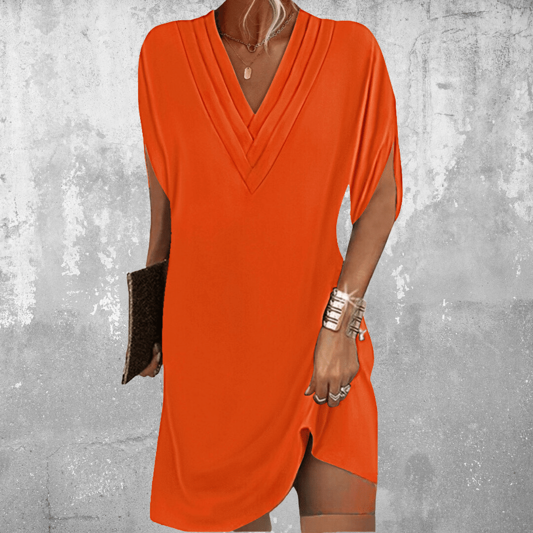 Melissa | Elegant Half Sleeve V Neck Dress