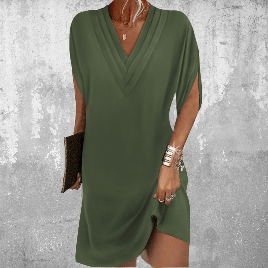 Melissa | Elegant Half Sleeve V Neck Dress