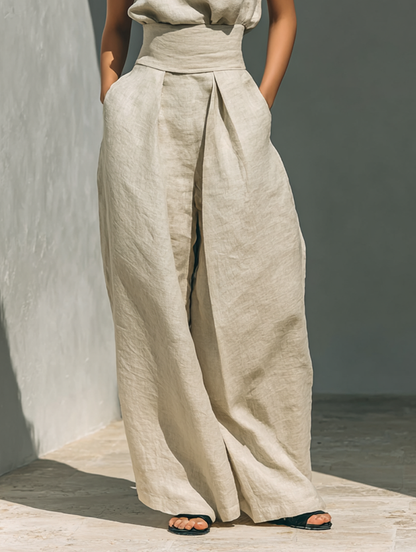 Freya | Sleeveless Blouse And Wide Leg Pants Set