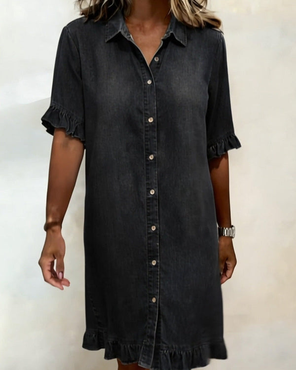 Sadie | Comfortable Denim Dress With Flattering Rubbing
