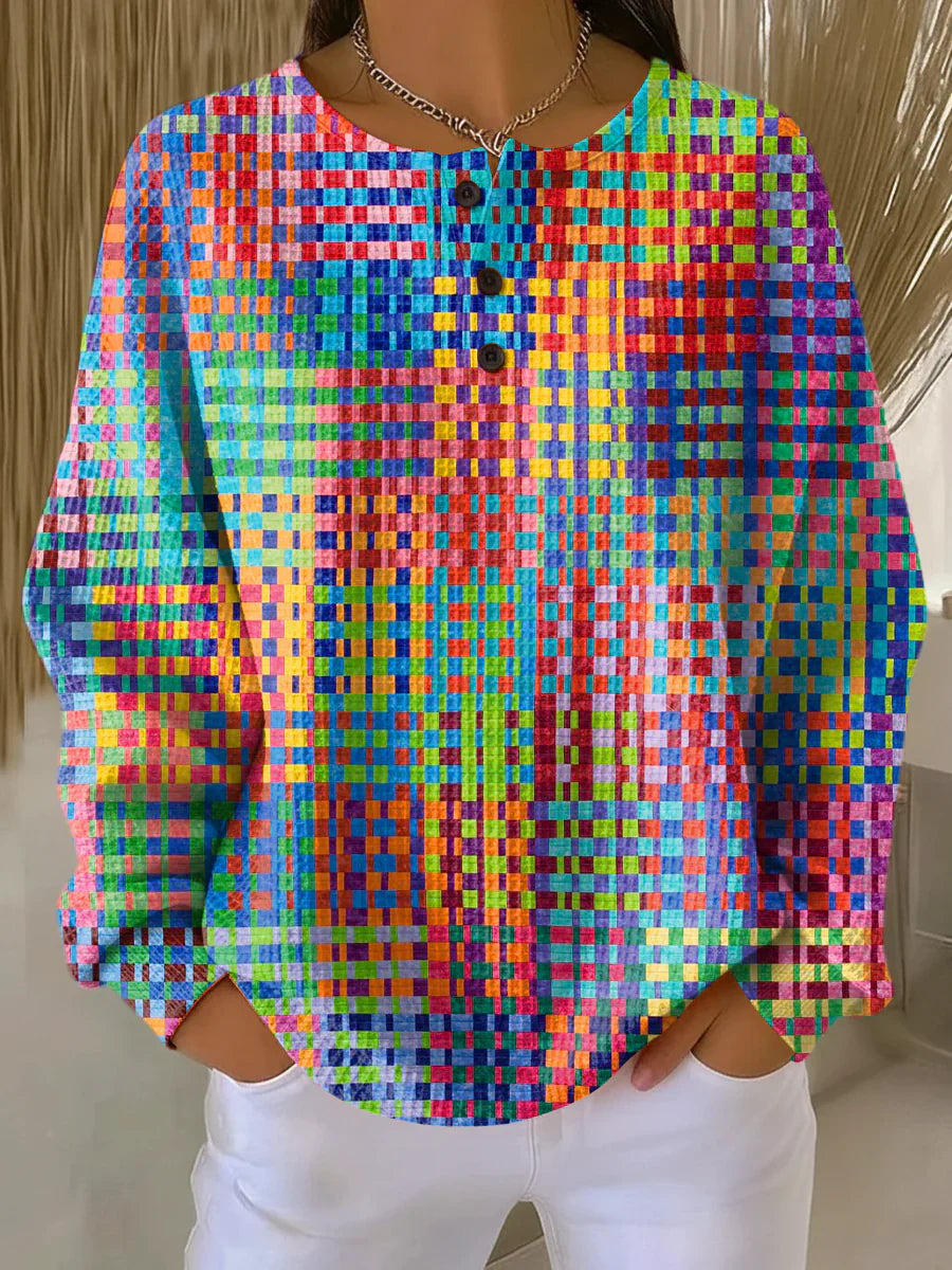 ROSA | Sweater with Colorful Tartan Design