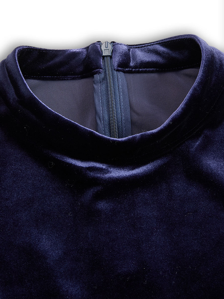Liora | Navy Long-Sleeve Midi Dress
