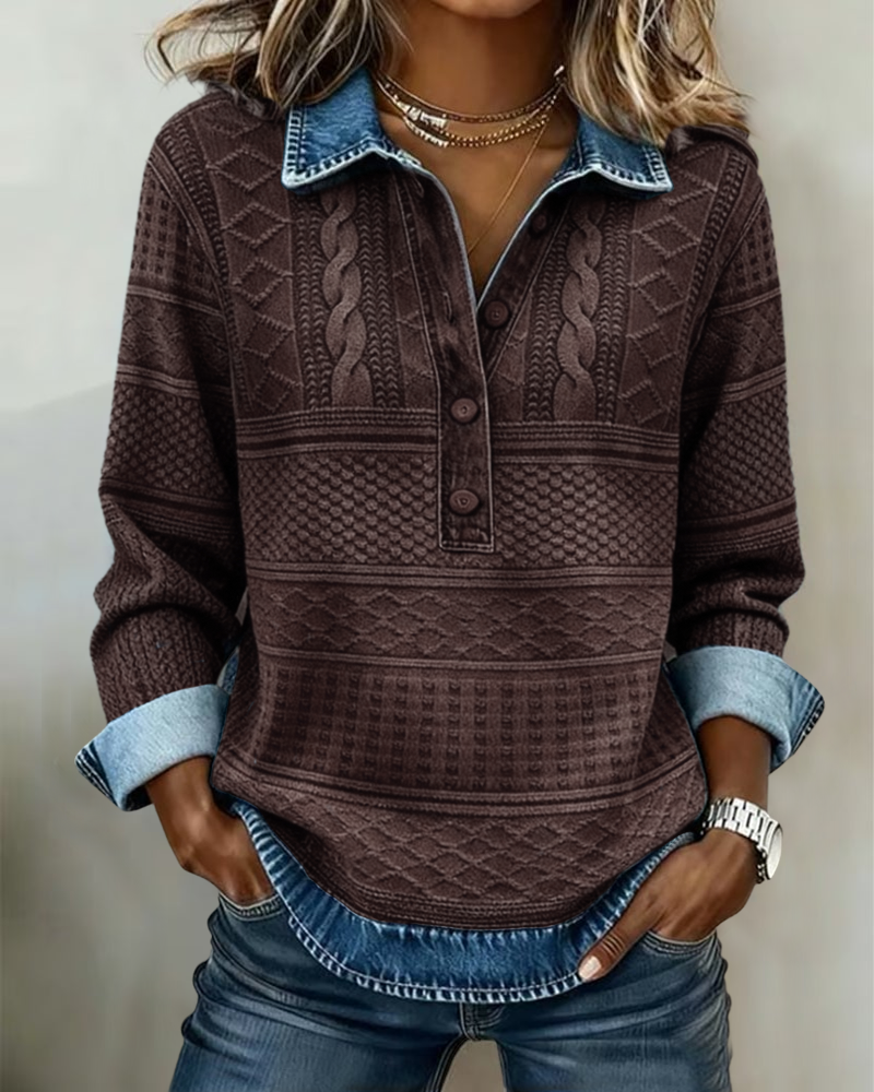 Goldie | Stylish Sweatshirt with Fold and Half Button