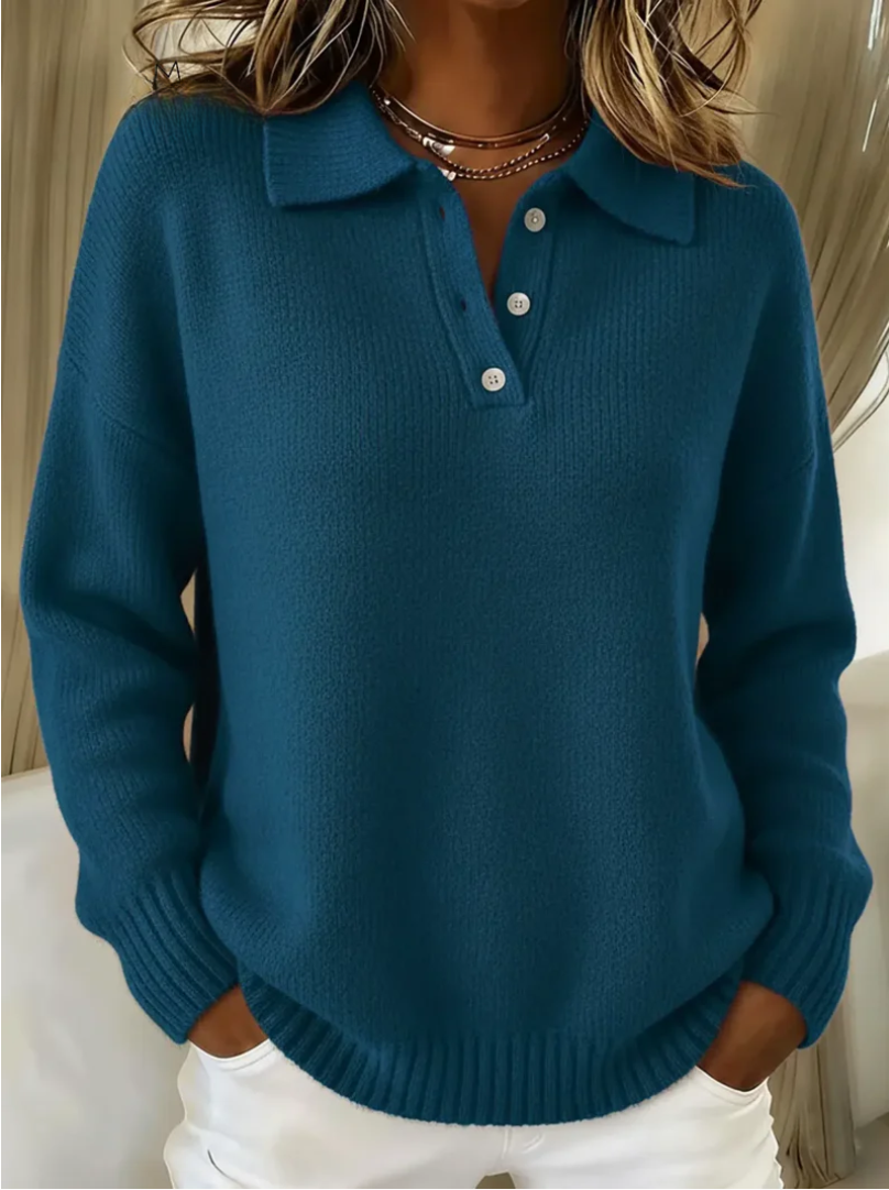 Cynthia | Soft Knit Polo Sweater