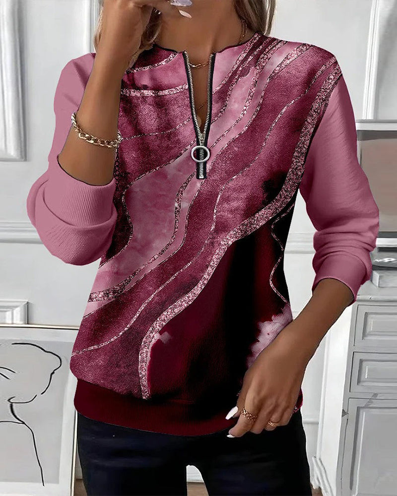Leah | Half-Zip Sweatshirt with Vintage Print