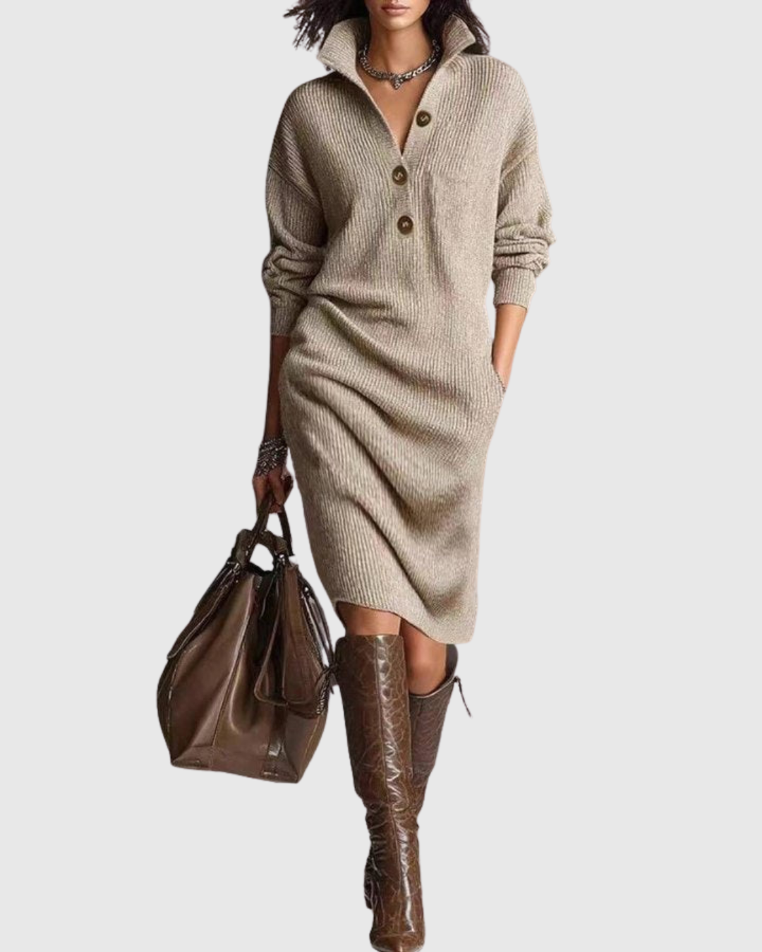 Maribel | Winter Knit Midi Dress