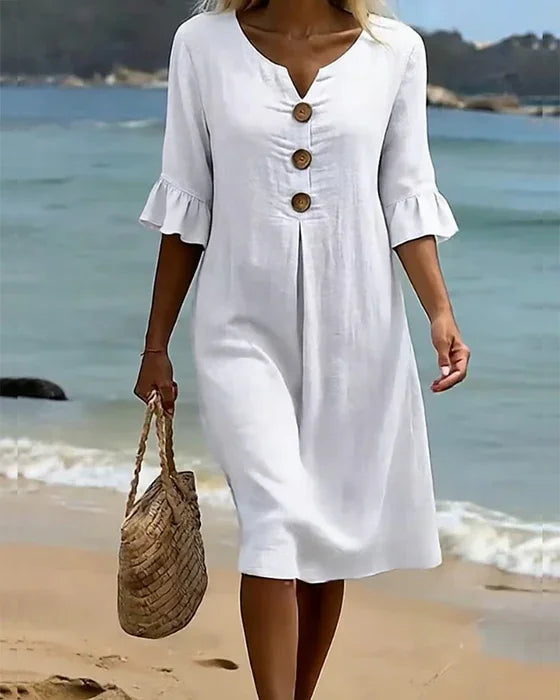 Dahlia | Elegant Mid-Length Dress with Buttons