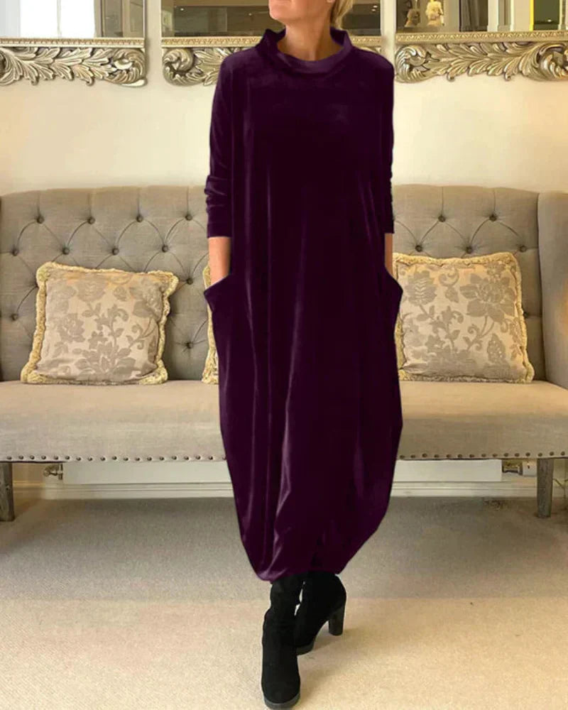 Elspeth | Relaxed Draped Winter Maxi Dress