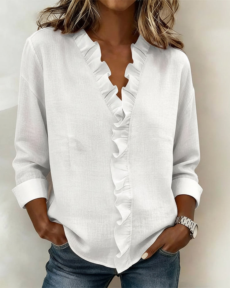Sarah | Elegant long-sleeve blouse with V-neck
