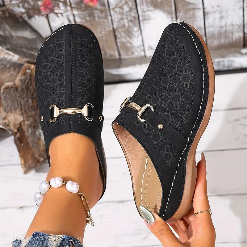 Cynthia | Casual Mules with Floral Pattern and No Laces