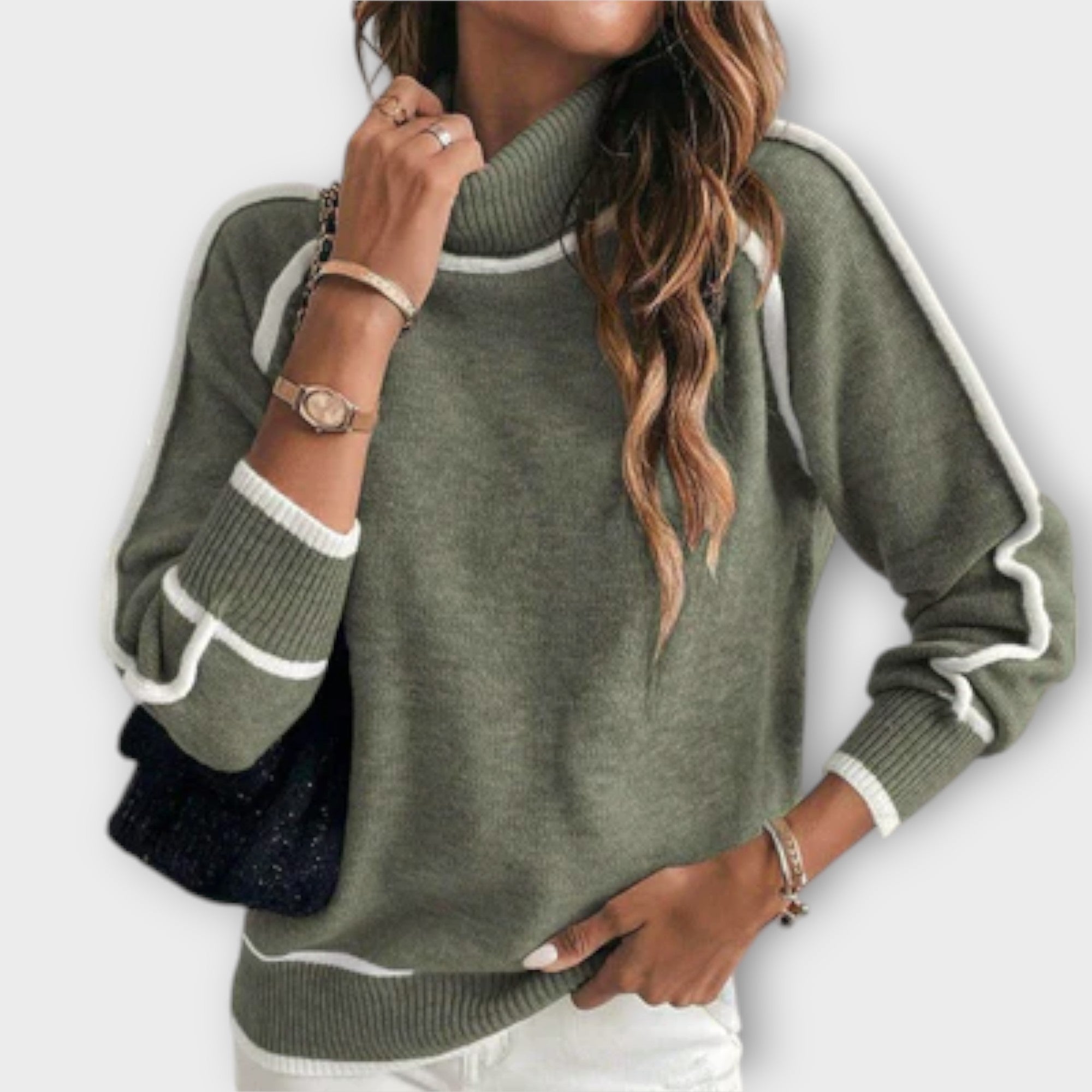 Cecilia | Luxurious Olive Green Knitted Sweater