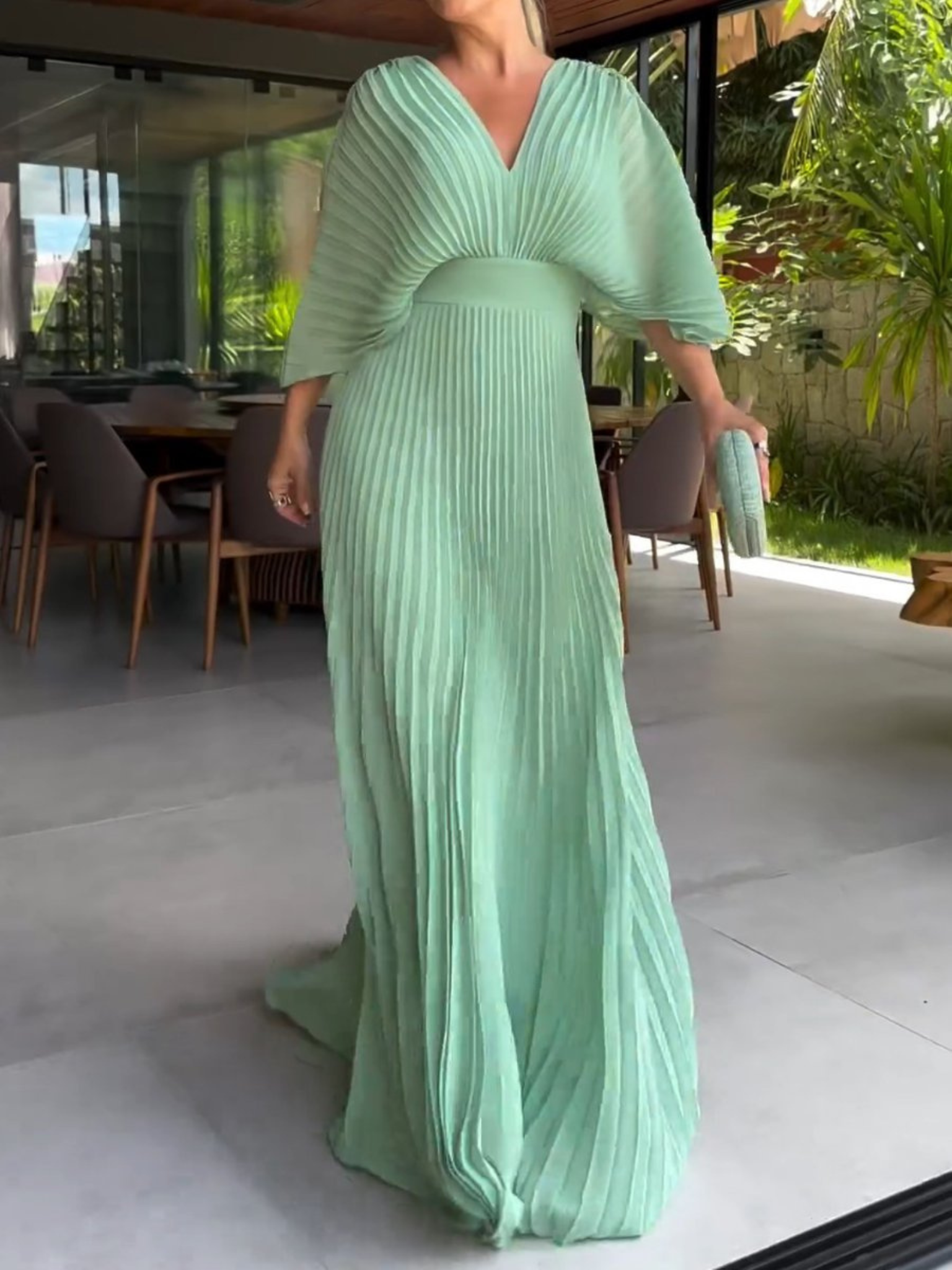 Maria | Lively Maxi Dress with Pleats