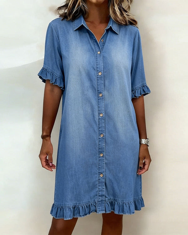 Sadie | Comfortable Denim Dress With Flattering Rubbing