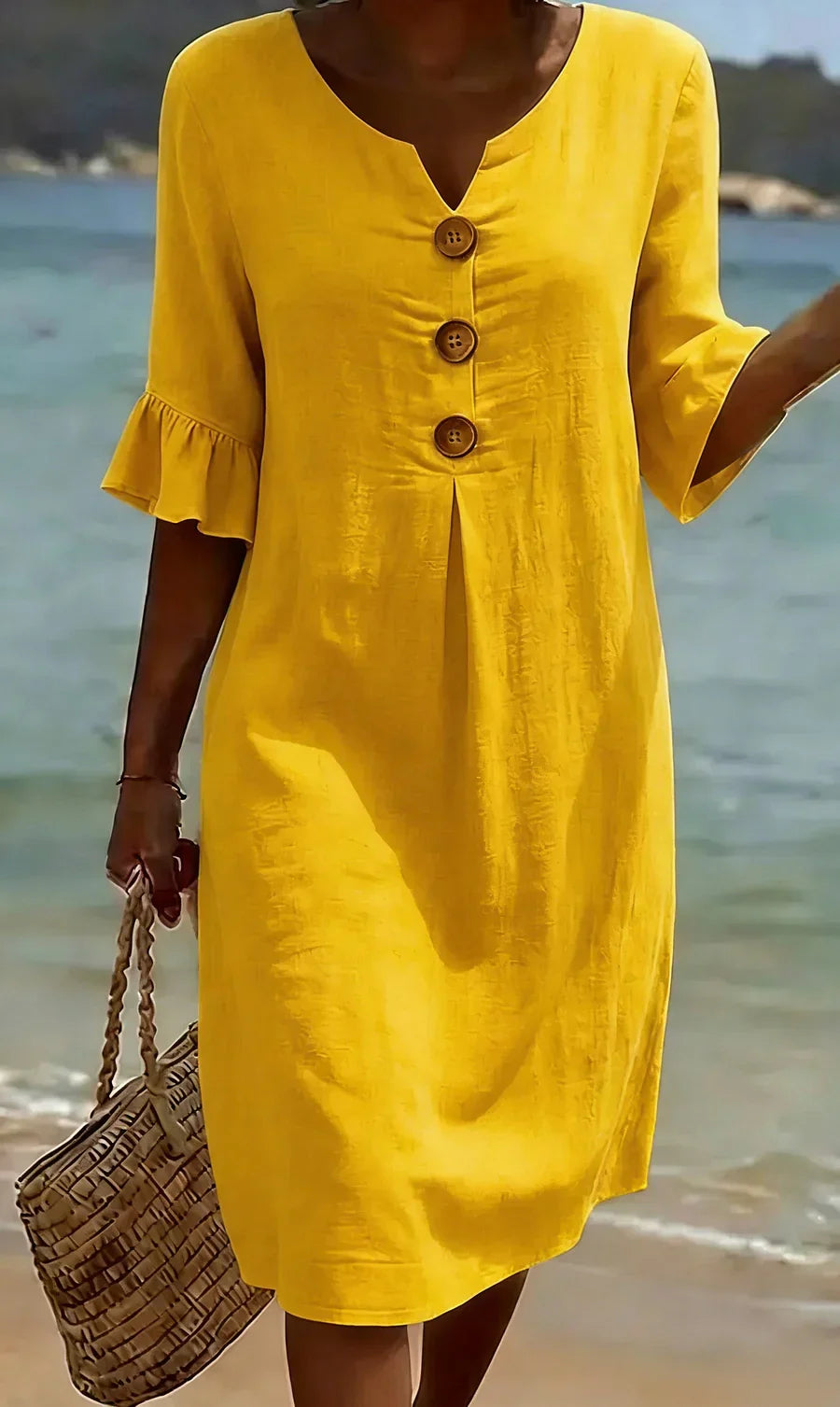 Dahlia | Elegant Mid-Length Dress with Buttons
