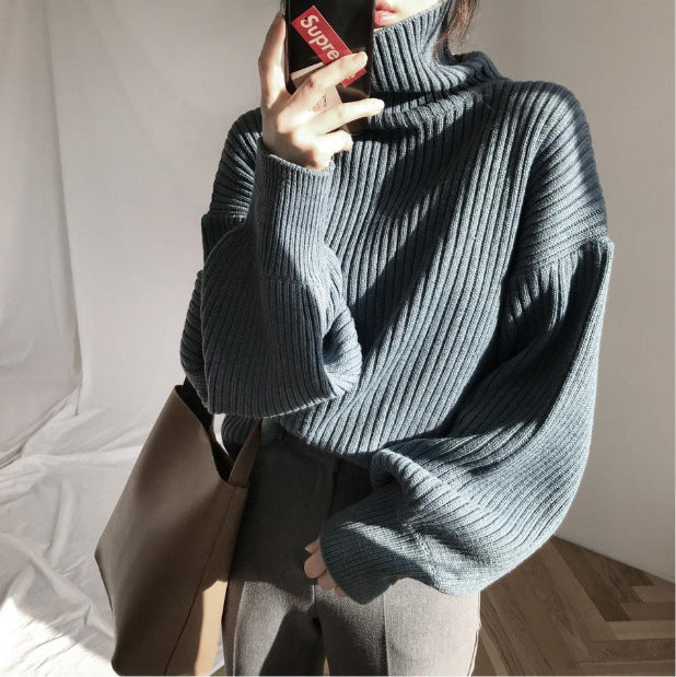 Jennifer | Luxury Pullover with High Collar and Balloon Sleeves