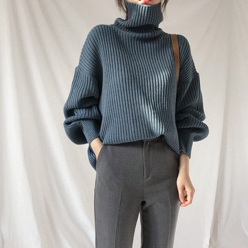 Jennifer | Luxury Pullover with High Collar and Balloon Sleeves