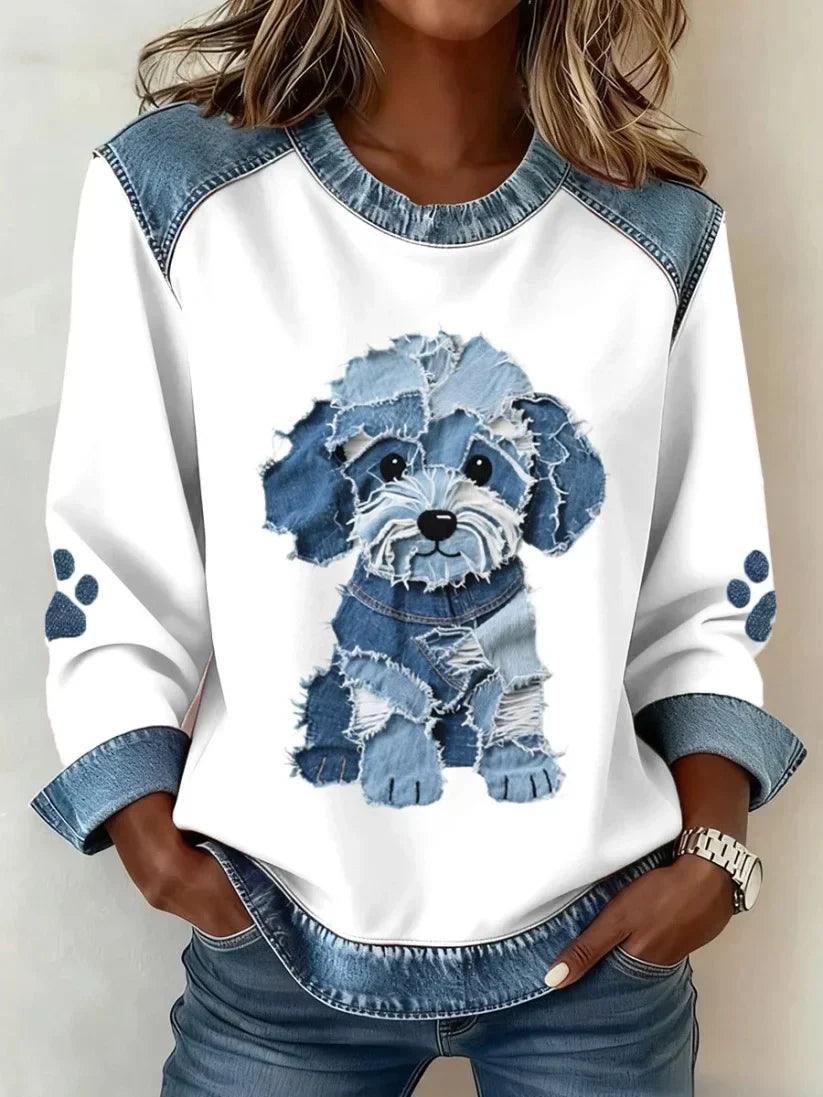 Bria | Sweatshirt with Dachshund Prints and Patchwork