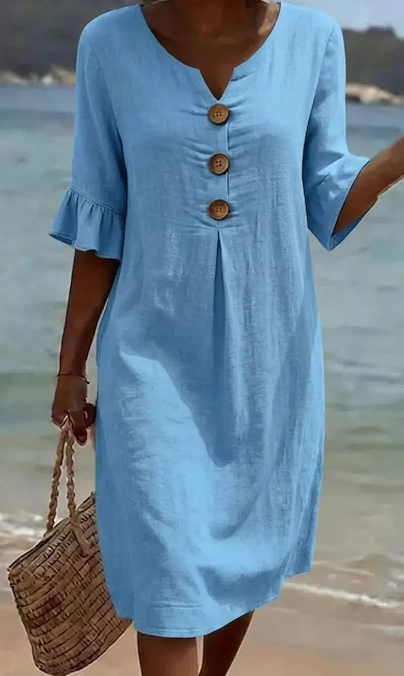 Dahlia | Elegant Mid-Length Dress with Buttons