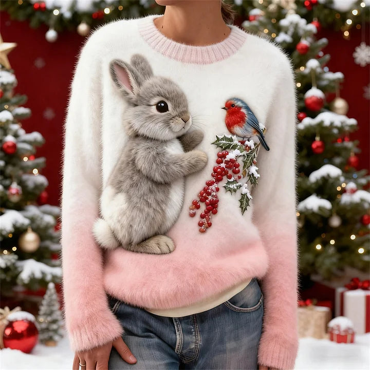 Brooklyn | Plush Sweater With a Christmas Rabbit