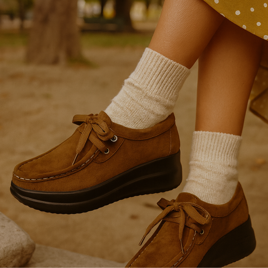 Amy | Lace Up Suede Shoes With Non Slip Sole