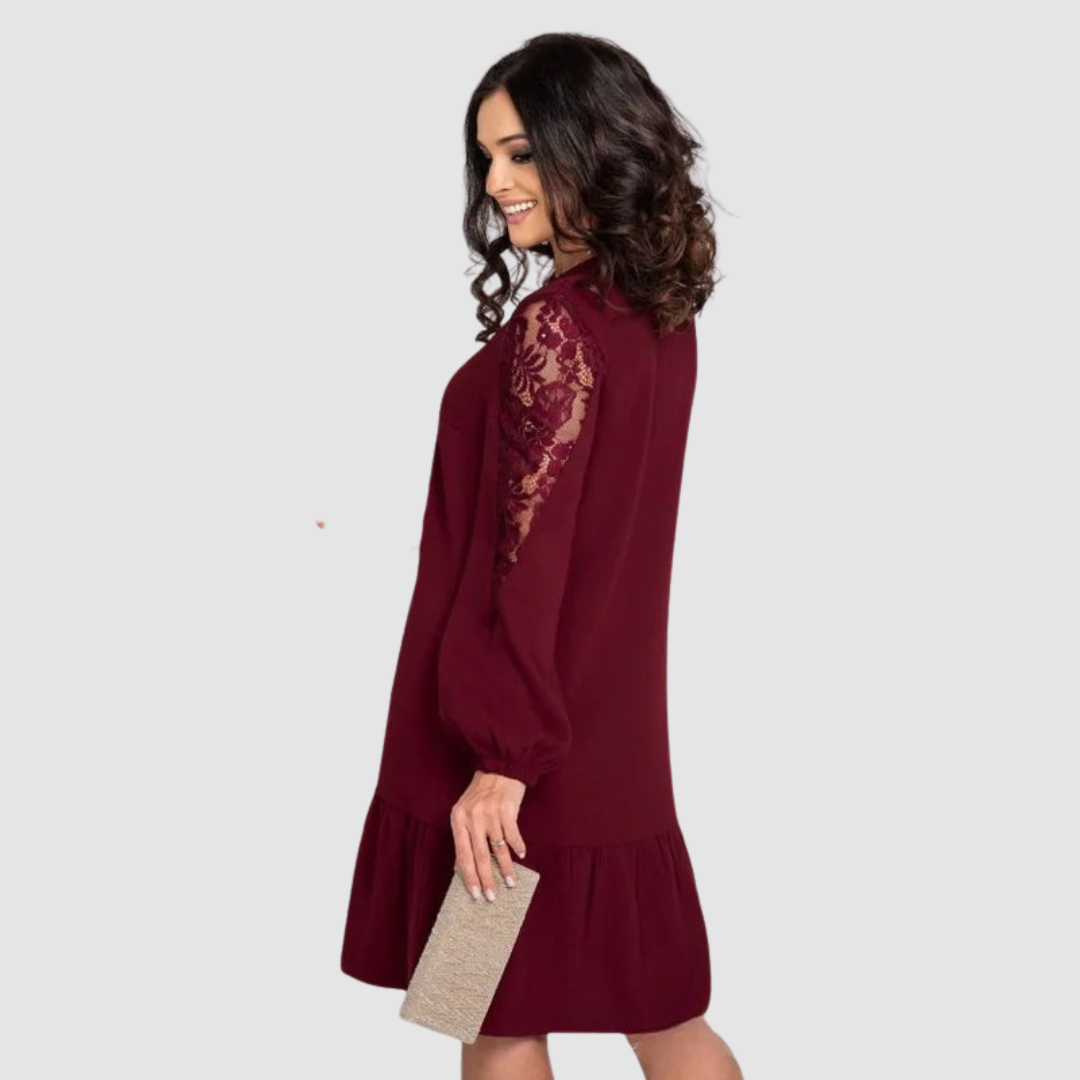 Mila | Lace-Sleeve Midi Dress