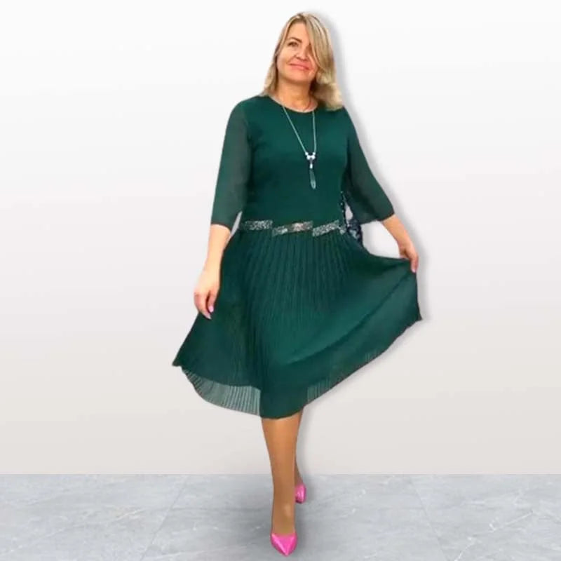 Eloise | Elegant Round Neck Midi Dress