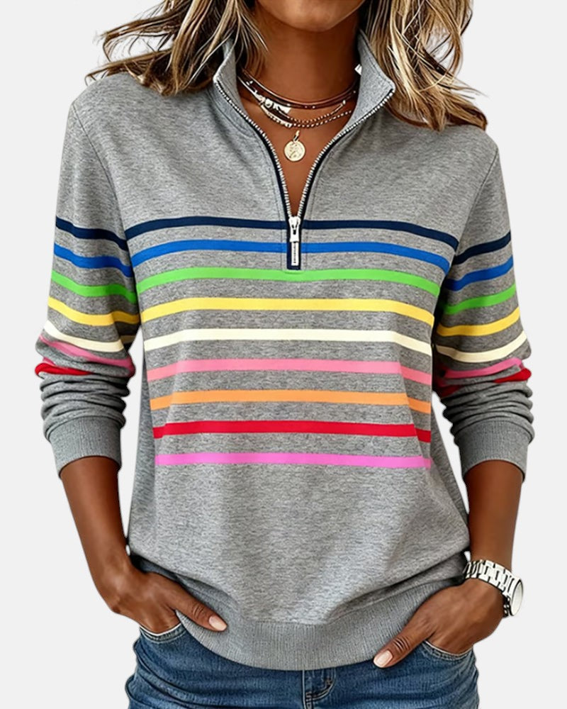 Alicia | STRIPED ZIP HOODIE