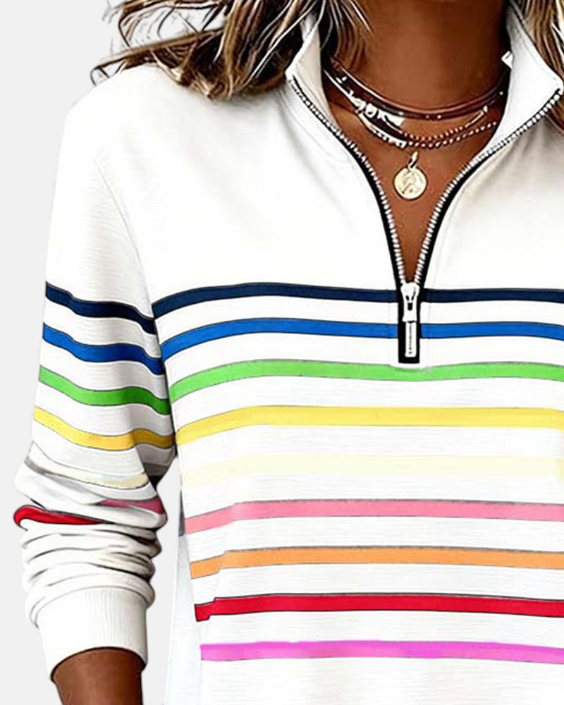 Alicia | STRIPED ZIP HOODIE