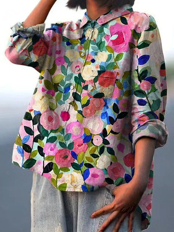Katherine | Colorful Spring Floral Garden Printed Women's Casual Shirt