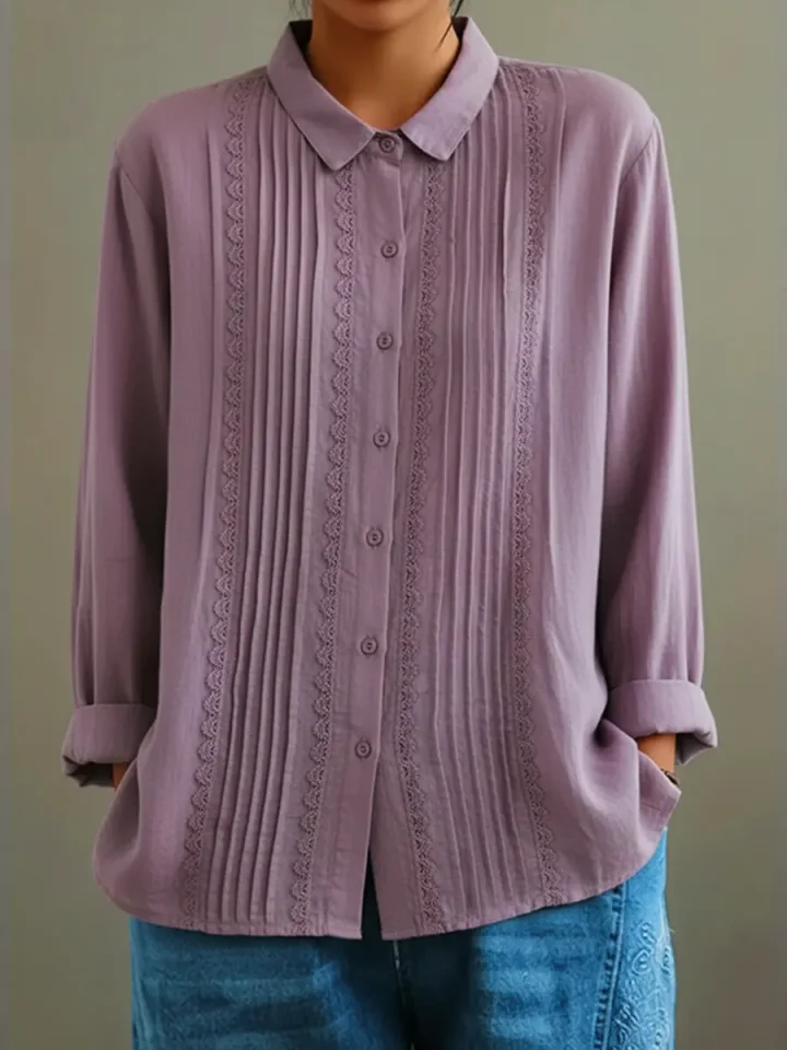 Nola | Linen and Cotton Shirt with Patchwork Lace