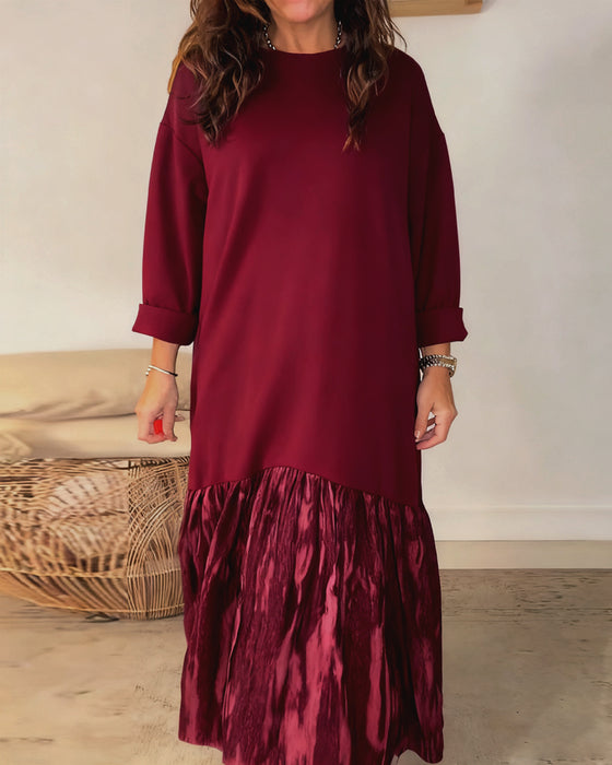 Reese | Round Neck Dress with Irregular Patchwork Pattern