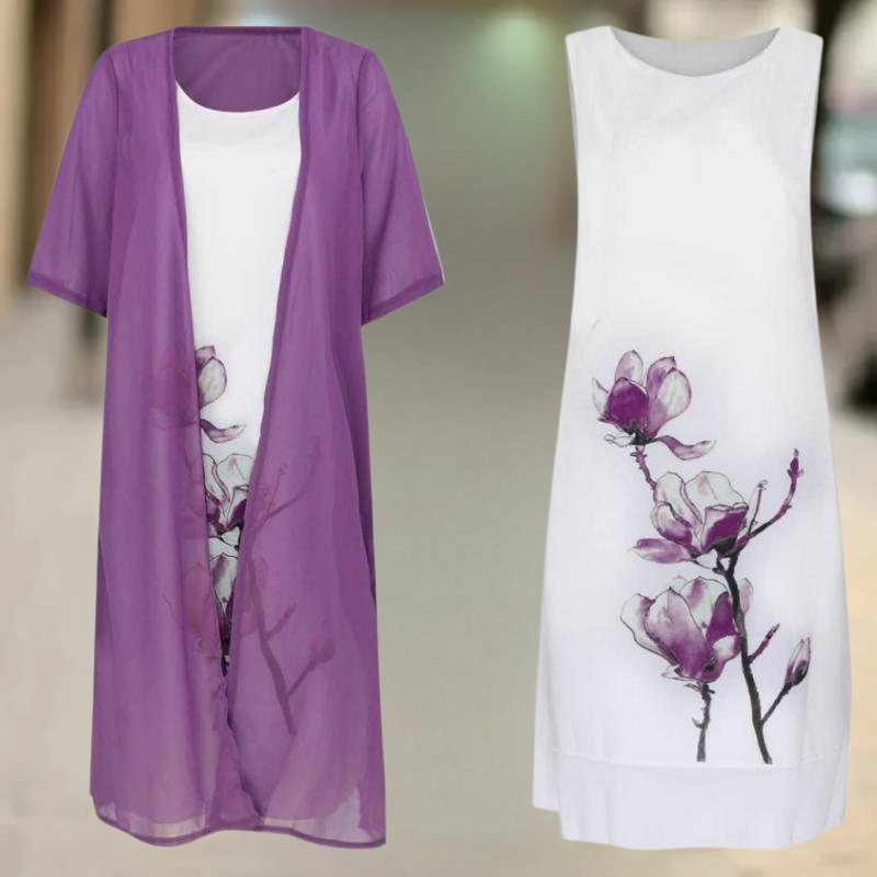 Angela | Long Cotton Dress with Round Neckline