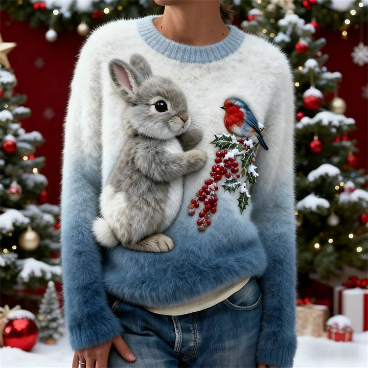 Brooklyn | Plush Sweater With a Christmas Rabbit
