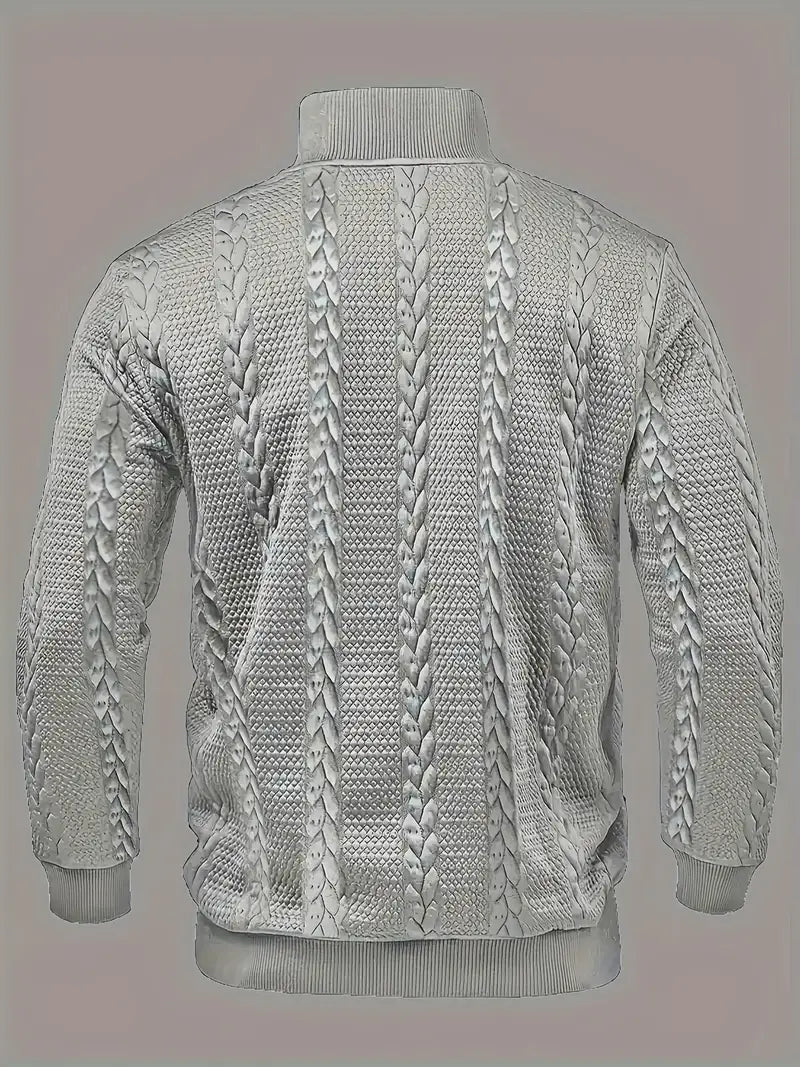 Michael | Long Sleeve Henley Sweater With Striped