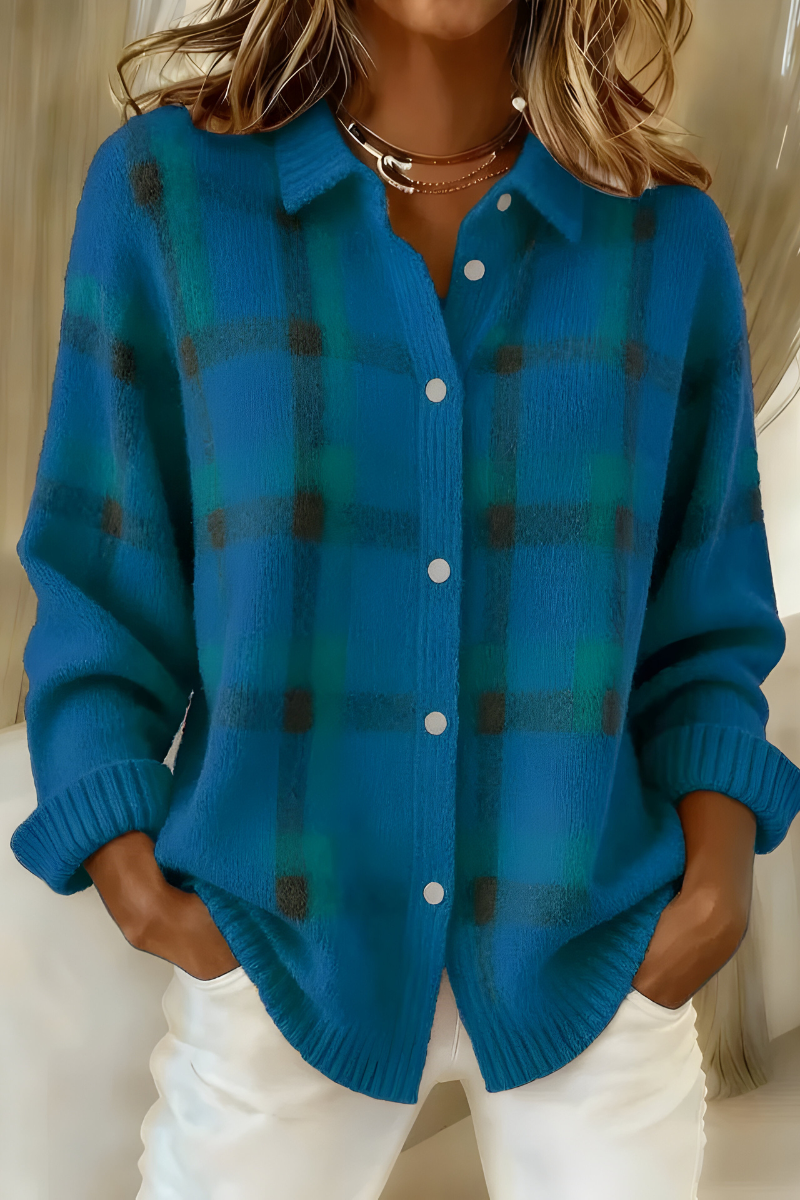 April | Soft Knit Plaid Cardigan